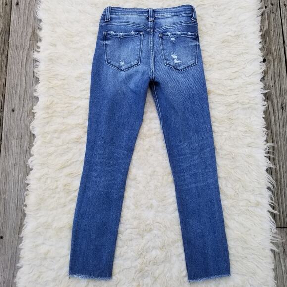 Distressed Skinny Jeans Vervet Blue Size 27 Stretch Denim Midrise Ankle Crop - Picture 9 of 9